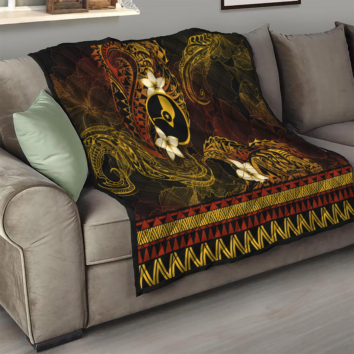 FSM Yap State Quilt Tribal Pattern Gold Version