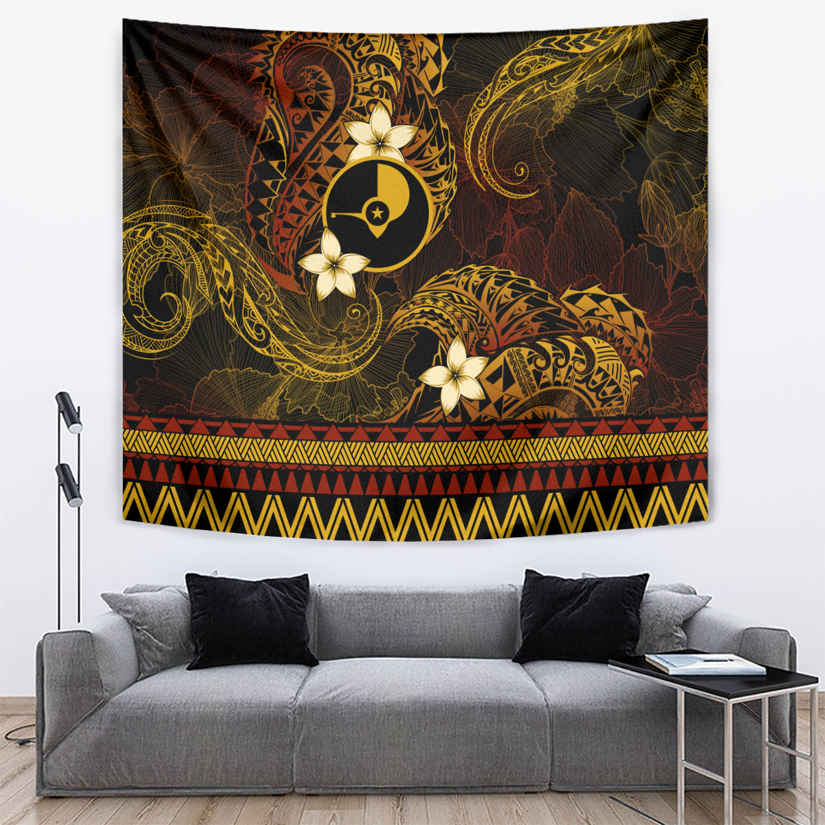 FSM Yap State Tapestry Tribal Pattern Gold Version