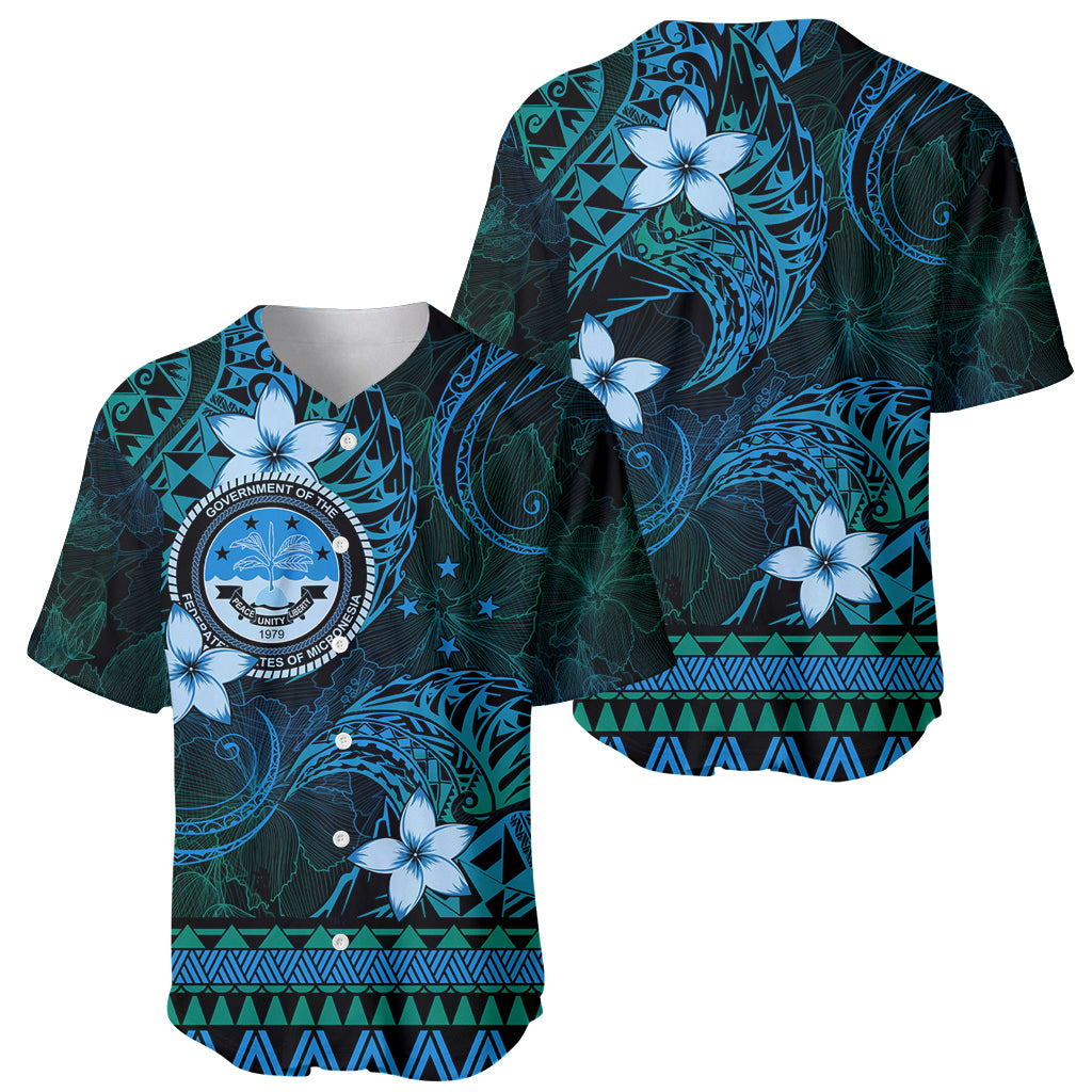 FSM Culture Day Baseball Jersey Tribal Pattern Ocean Version LT01 - Polynesian Pride