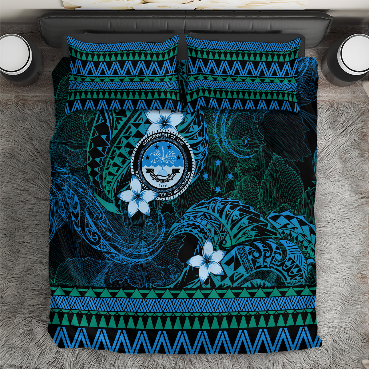 FSM Culture Day Bedding Set Tribal Pattern Ocean Version