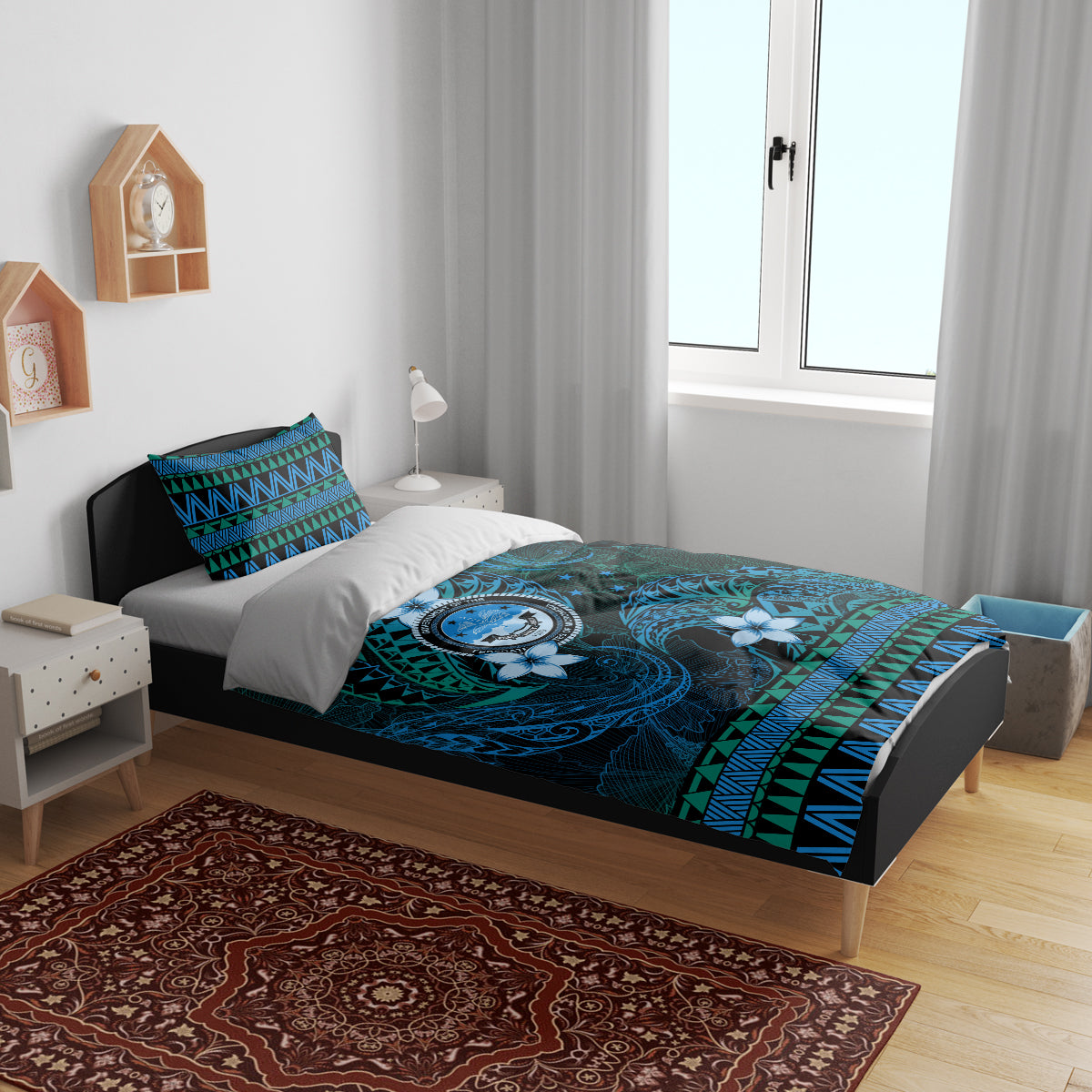 FSM Culture Day Bedding Set Tribal Pattern Ocean Version