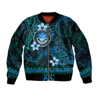 FSM Culture Day Bomber Jacket Tribal Pattern Ocean Version LT01 Unisex Blue - Polynesian Pride