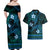 FSM Culture Day Couples Matching Off Shoulder Maxi Dress and Hawaiian Shirt Tribal Pattern Ocean Version LT01 - Polynesian Pride