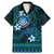 FSM Culture Day Family Matching Mermaid Dress and Hawaiian Shirt Tribal Pattern Ocean Version LT01 Dad's Shirt - Short Sleeve Blue - Polynesian Pride