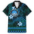 FSM Culture Day Family Matching Summer Maxi Dress and Hawaiian Shirt Tribal Pattern Ocean Version LT01 Dad's Shirt - Short Sleeve Blue - Polynesian Pride