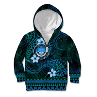 FSM Culture Day Kid Hoodie Tribal Pattern Ocean Version LT01 Zip Hoodie Blue - Polynesian Pride