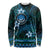 FSM Culture Day Long Sleeve Shirt Tribal Pattern Ocean Version LT01 Unisex Blue - Polynesian Pride