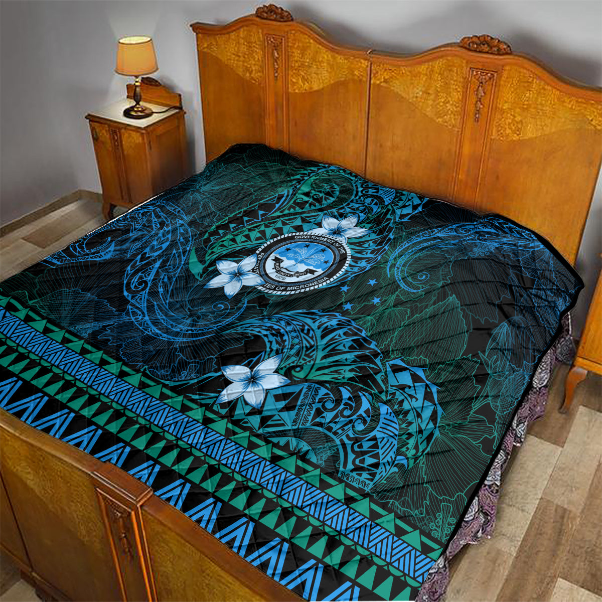 FSM Culture Day Quilt Tribal Pattern Ocean Version