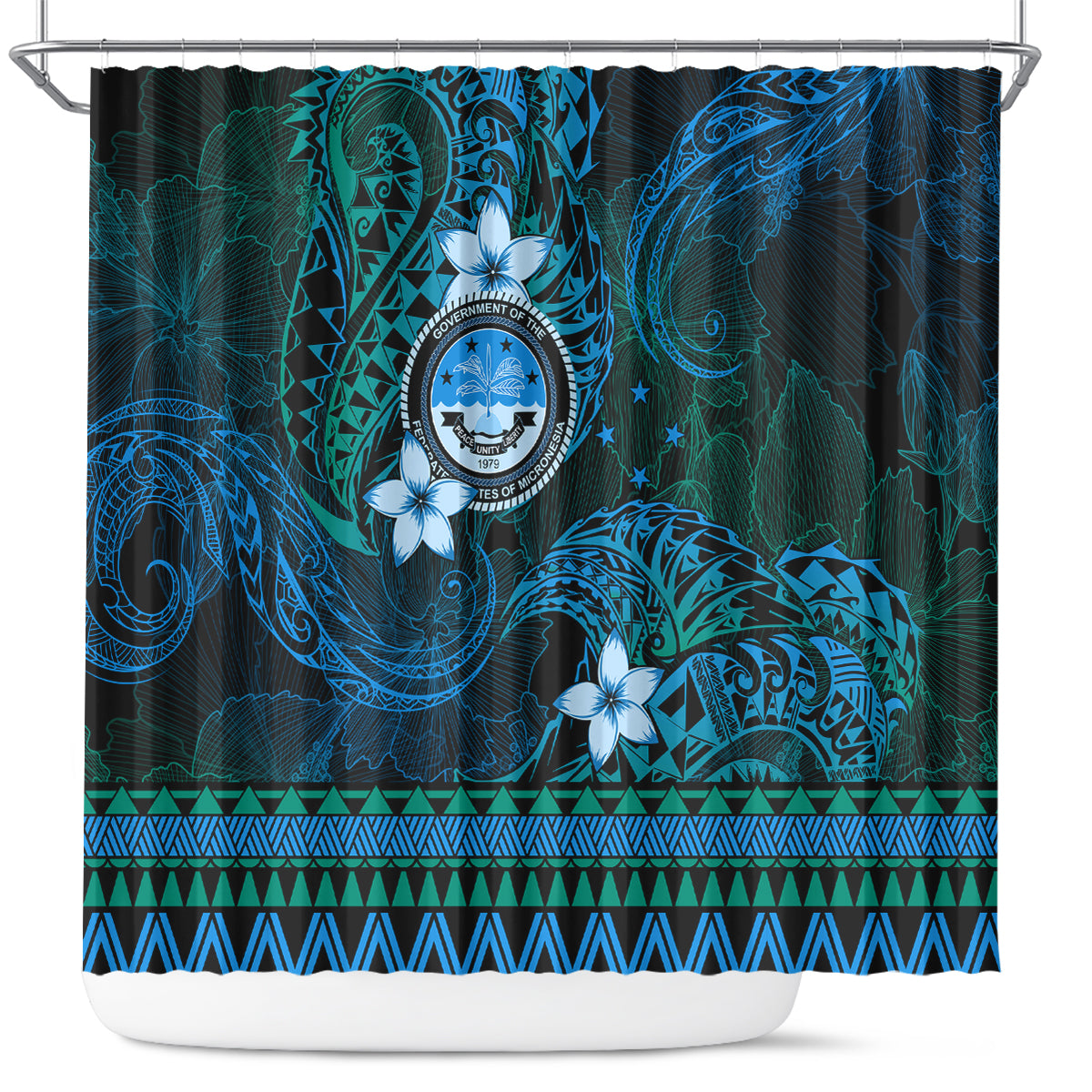 FSM Culture Day Shower Curtain Tribal Pattern Ocean Version