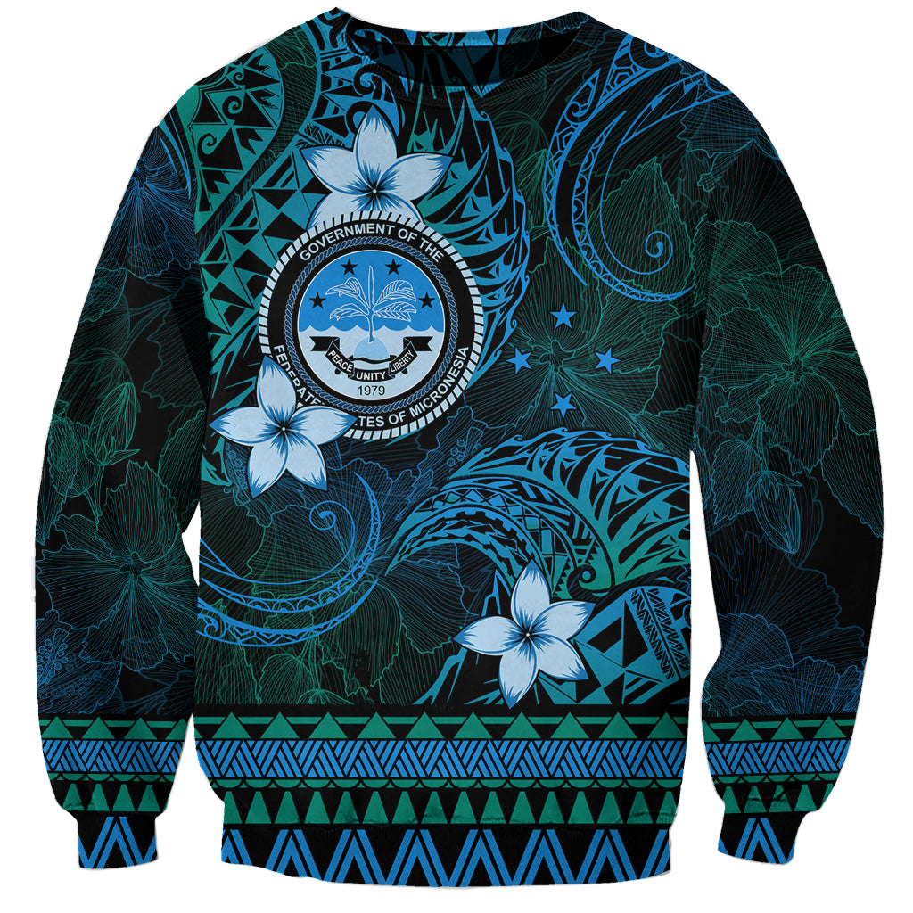 FSM Culture Day Sweatshirt Tribal Pattern Ocean Version LT01 Unisex Blue - Polynesian Pride