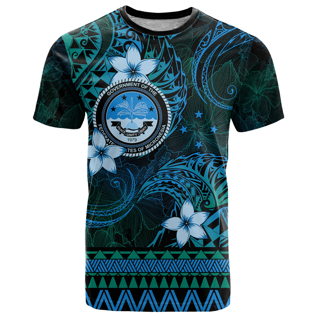 FSM Culture Day T Shirt Tribal Pattern Ocean Version LT01 Blue - Polynesian Pride
