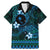FSM Chuuk State Family Matching Mermaid Dress and Hawaiian Shirt Tribal Pattern Ocean Version LT01 Dad's Shirt - Short Sleeve Blue - Polynesian Pride