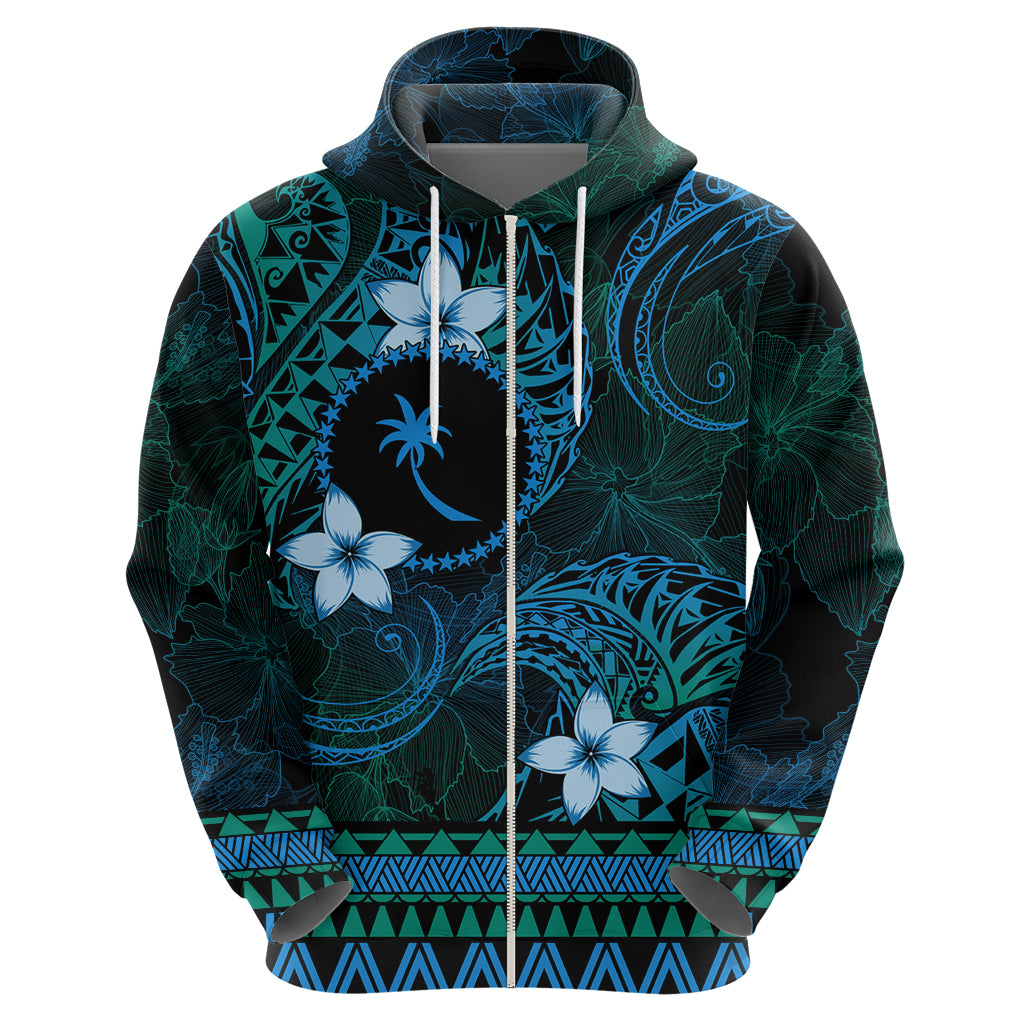 FSM Chuuk State Hoodie Tribal Pattern Ocean Version LT01 - Polynesian Pride