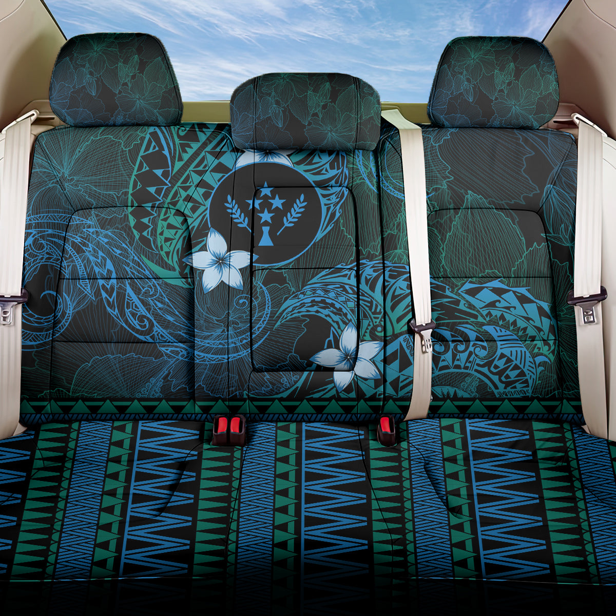 FSM Kosrae State Back Car Seat Cover Tribal Pattern Ocean Version LT01