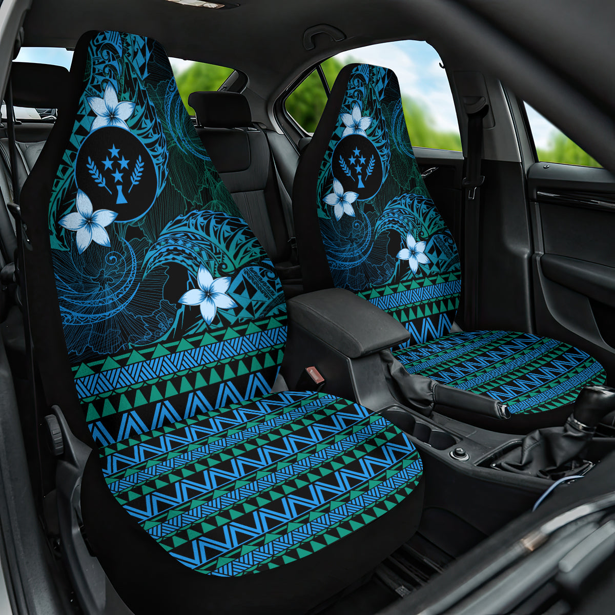 FSM Kosrae State Car Seat Cover Tribal Pattern Ocean Version