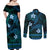 FSM Kosrae State Couples Matching Off Shoulder Maxi Dress and Long Sleeve Button Shirt Tribal Pattern Ocean Version LT01 - Polynesian Pride