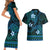 FSM Kosrae State Couples Matching Short Sleeve Bodycon Dress and Hawaiian Shirt Tribal Pattern Ocean Version LT01 - Polynesian Pride