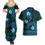 FSM Kosrae State Couples Matching Summer Maxi Dress and Hawaiian Shirt Tribal Pattern Ocean Version LT01 - Polynesian Pride