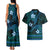 FSM Kosrae State Couples Matching Tank Maxi Dress and Hawaiian Shirt Tribal Pattern Ocean Version LT01 - Polynesian Pride