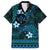 FSM Kosrae State Family Matching Puletasi and Hawaiian Shirt Tribal Pattern Ocean Version LT01 Dad's Shirt - Short Sleeve Blue - Polynesian Pride