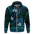 FSM Kosrae State Hoodie Tribal Pattern Ocean Version LT01 Zip Hoodie Blue - Polynesian Pride