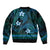 FSM Kosrae State Sleeve Zip Bomber Jacket Tribal Pattern Ocean Version LT01 - Polynesian Pride