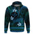 FSM Kosrae State Zip Hoodie Tribal Pattern Ocean Version LT01 Pullover Hoodie Blue - Polynesian Pride