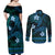FSM Pohnpei State Couples Matching Off Shoulder Maxi Dress and Long Sleeve Button Shirt Tribal Pattern Ocean Version LT01 - Polynesian Pride