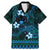 FSM Pohnpei State Family Matching Mermaid Dress and Hawaiian Shirt Tribal Pattern Ocean Version LT01 Dad's Shirt - Short Sleeve Blue - Polynesian Pride