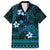 FSM Pohnpei State Family Matching Puletasi and Hawaiian Shirt Tribal Pattern Ocean Version LT01 Dad's Shirt - Short Sleeve Blue - Polynesian Pride