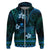 FSM Pohnpei State Hoodie Tribal Pattern Ocean Version LT01 Zip Hoodie Blue - Polynesian Pride