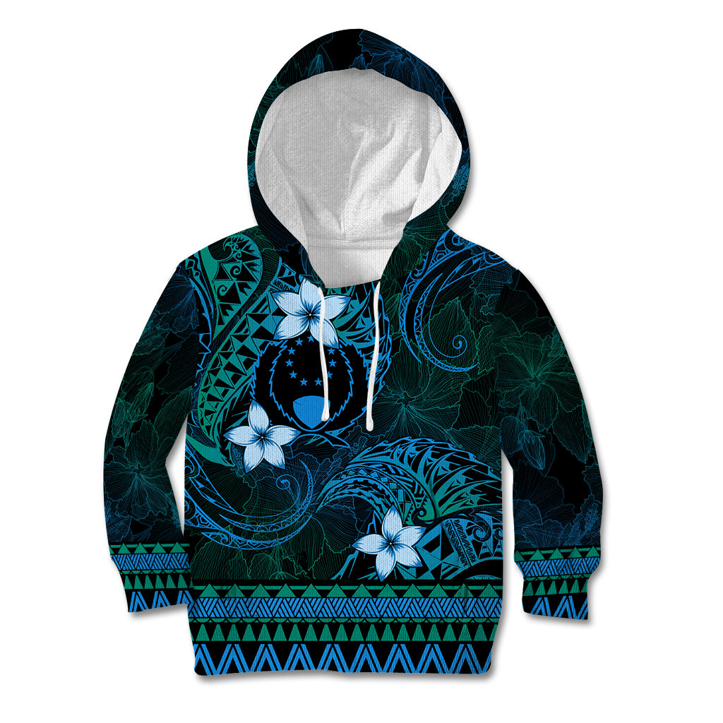 FSM Pohnpei State Kid Hoodie Tribal Pattern Ocean Version LT01 Hoodie Blue - Polynesian Pride