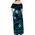 FSM Pohnpei State Off Shoulder Maxi Dress Tribal Pattern Ocean Version LT01 - Polynesian Pride