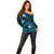 FSM Pohnpei State Off Shoulder Sweater Tribal Pattern Ocean Version LT01 - Polynesian Pride