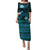 FSM Pohnpei State Puletasi Tribal Pattern Ocean Version LT01 Long Dress Blue - Polynesian Pride