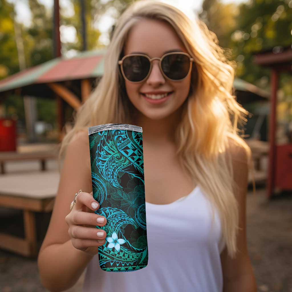 FSM Pohnpei State Skinny Tumbler Tribal Pattern Ocean Version