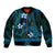 FSM Pohnpei State Sleeve Zip Bomber Jacket Tribal Pattern Ocean Version LT01 Unisex Blue - Polynesian Pride