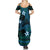 FSM Pohnpei State Summer Maxi Dress Tribal Pattern Ocean Version LT01 - Polynesian Pride