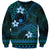 FSM Pohnpei State Sweatshirt Tribal Pattern Ocean Version LT01 Unisex Blue - Polynesian Pride