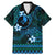 FSM Yap State Family Matching Mermaid Dress and Hawaiian Shirt Tribal Pattern Ocean Version LT01 Dad's Shirt - Short Sleeve Blue - Polynesian Pride