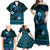 FSM Yap State Family Matching Off Shoulder Maxi Dress and Hawaiian Shirt Tribal Pattern Ocean Version LT01 - Polynesian Pride