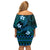 FSM Yap State Family Matching Off Shoulder Short Dress and Hawaiian Shirt Tribal Pattern Ocean Version LT01 - Polynesian Pride