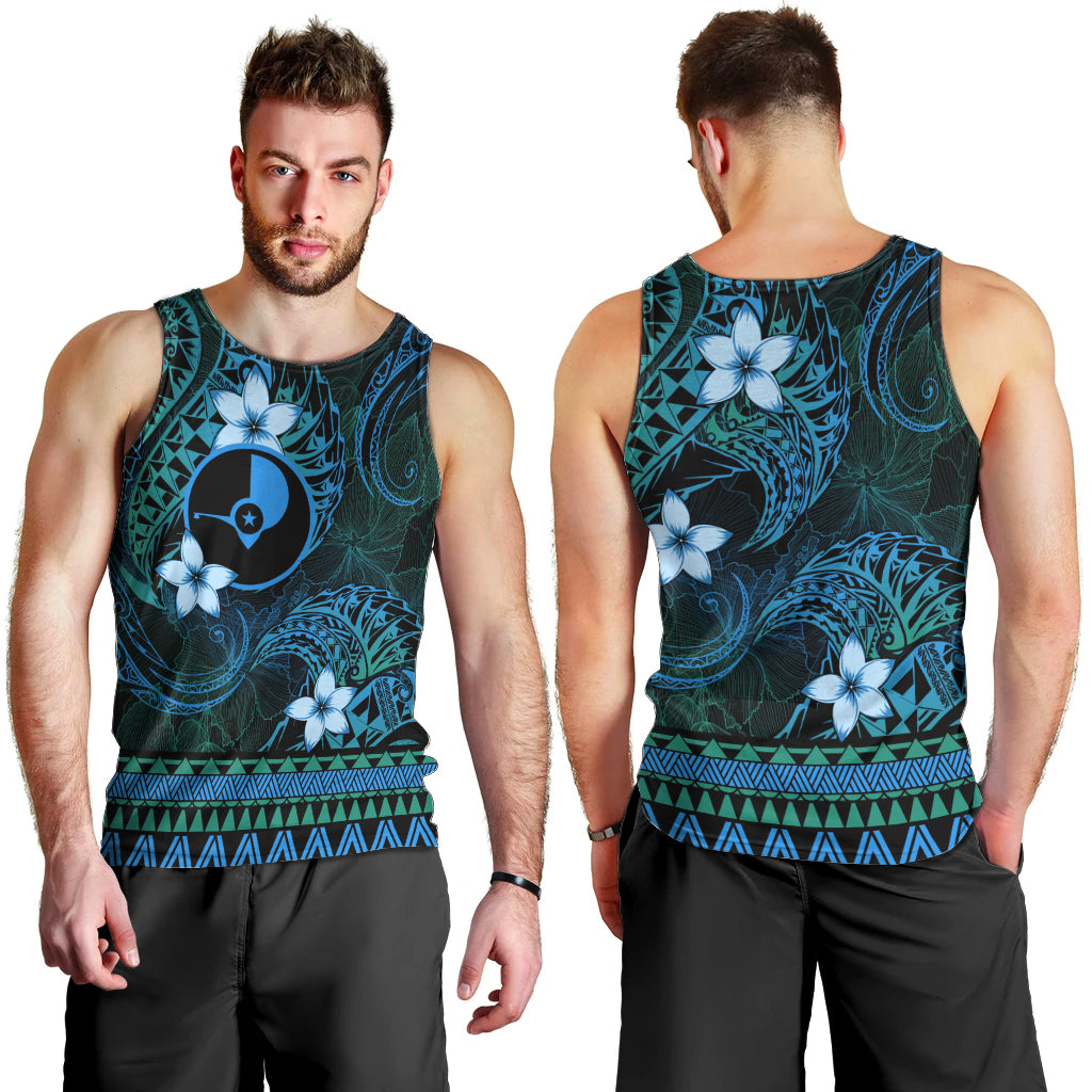 FSM Yap State Men Tank Top Tribal Pattern Ocean Version LT01 - Polynesian Pride
