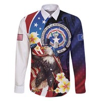 Personalized Northern Mariana Islands 4th of July Family Matching Off Shoulder Maxi Dress and Hawaiian Shirt Plumeria USA Eagle