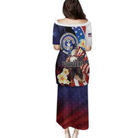 Personalized Northern Mariana Islands 4th of July Family Matching Puletasi and Hawaiian Shirt Plumeria USA Eagle