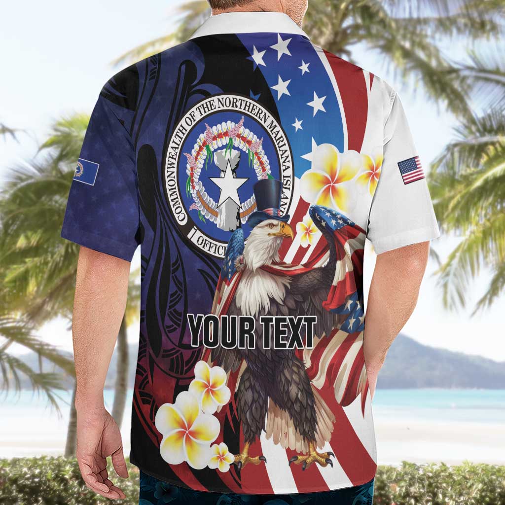 Personalized Northern Mariana Islands 4th of July Hawaiian Shirt Plumeria USA Eagle