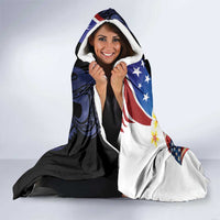 Northern Mariana Islands 4th of July Hooded Blanket Plumeria USA Eagle LT01 - Polynesian Pride