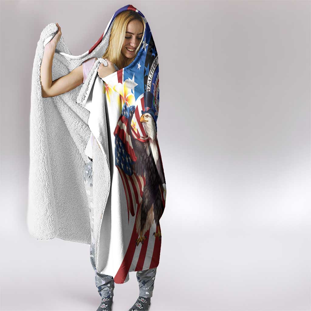 Northern Mariana Islands 4th of July Hooded Blanket Plumeria USA Eagle LT01 - Polynesian Pride