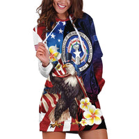Personalized Northern Mariana Islands 4th of July Hoodie Dress Plumeria USA Eagle