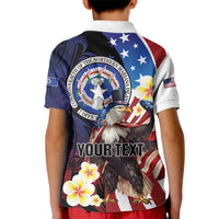 Personalized Northern Mariana Islands 4th of July Kid Polo Shirt Plumeria USA Eagle